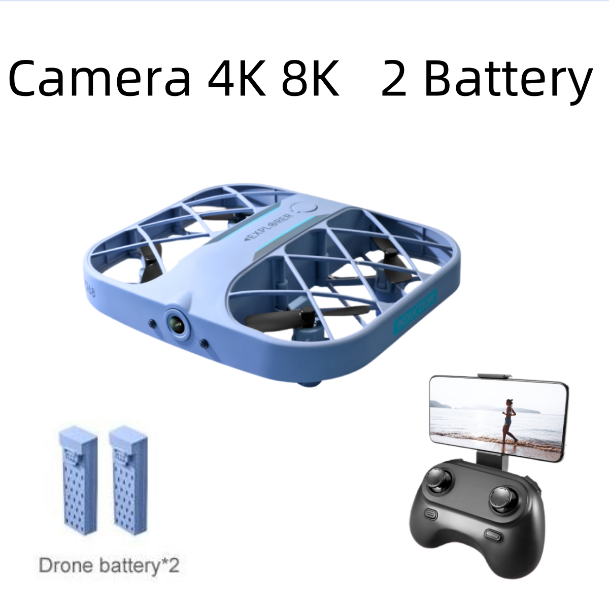 Drone Ae Rc - JJRC H107 FPV RCドローン（バッテリー2個付き）、8K/4Kカメラ搭載クアッドコプター、リモコン付きドローン、クリスマスプレゼントに最適