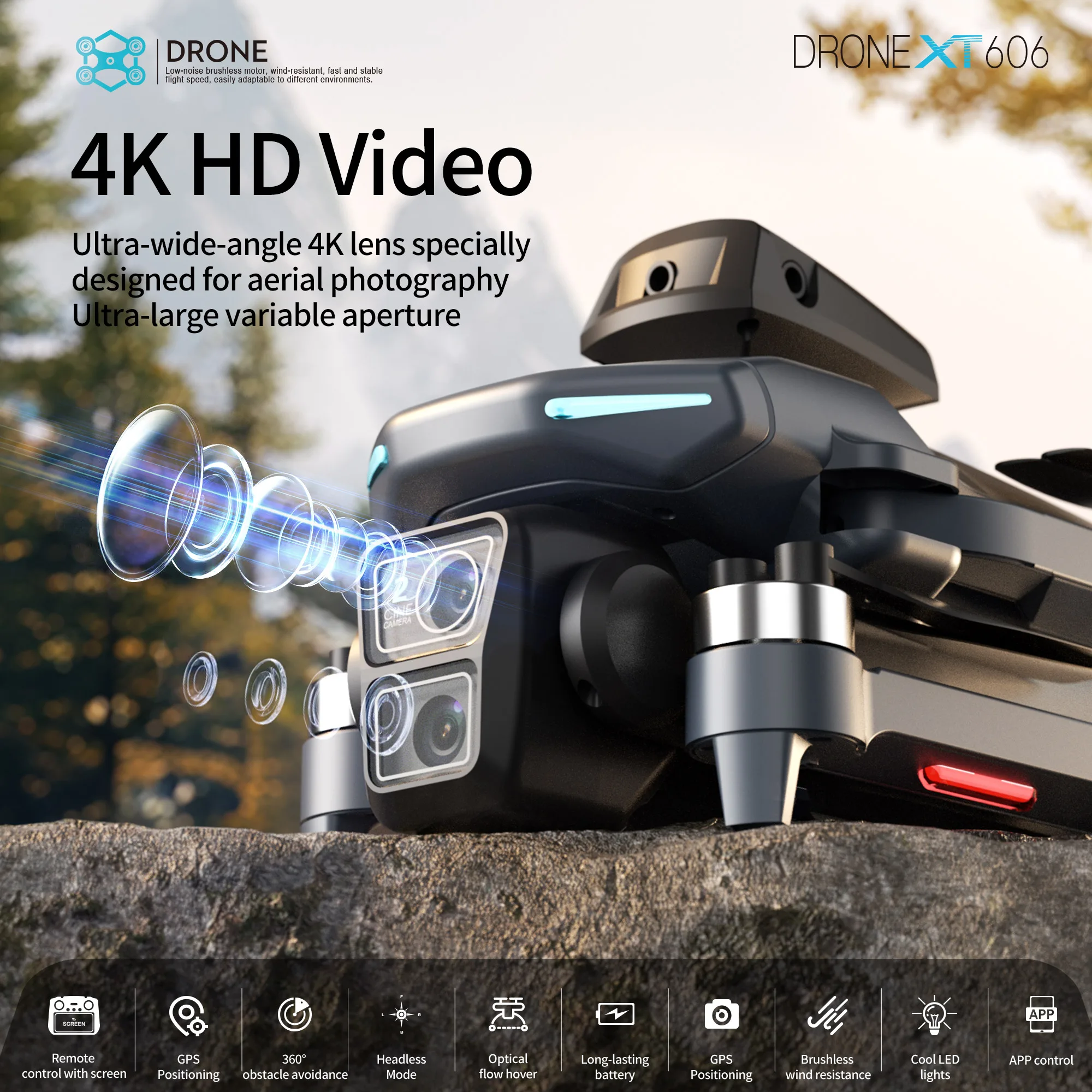 オリジナルXT606ドローン プロフェッショナル 8K HD - Drone Ae Rc のレビューと価格