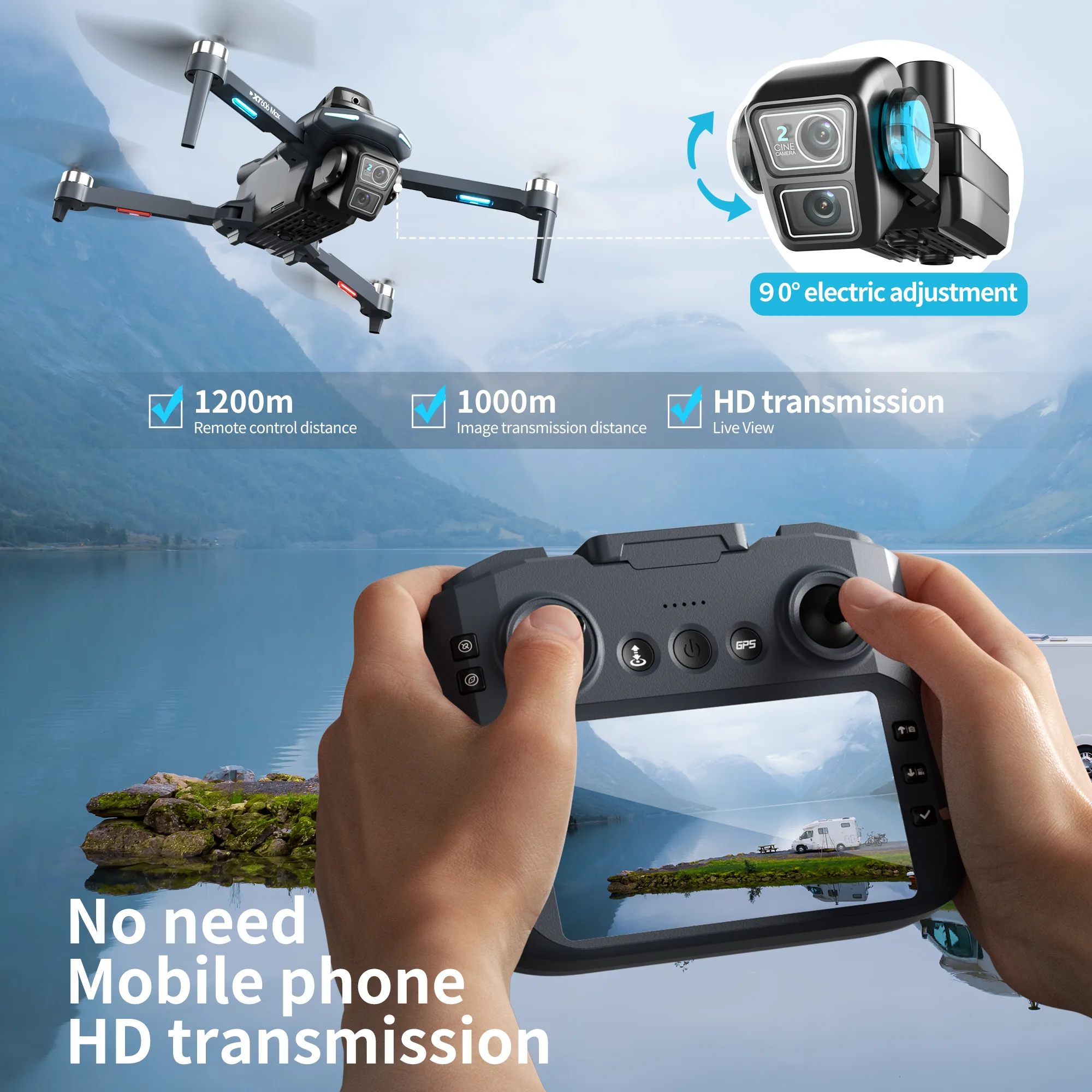 オリジナルXT606ドローン プロフェッショナル 8K HD - Drone Ae Rc のレビューと価格